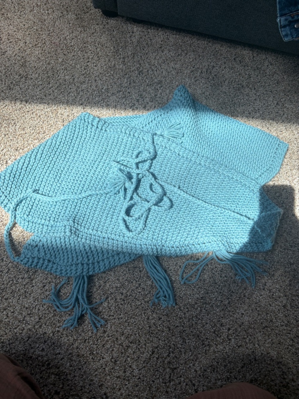 Women’s Knit Poncho Sweater - Light Blue